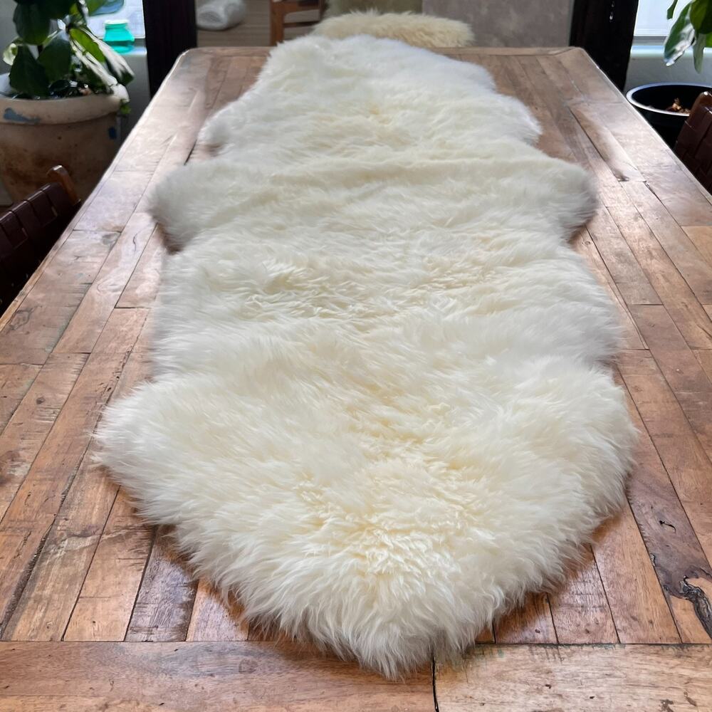 Real Fur Ivory Sheepskin Rug 28 x 76” Home Decor